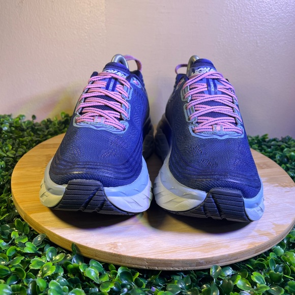HOKA ONE ONE BONDI 6 BLUE PINK WOMENS ATHLETIC RUNNING SHOE SIZE 7.5 D - Picture 3 of 11